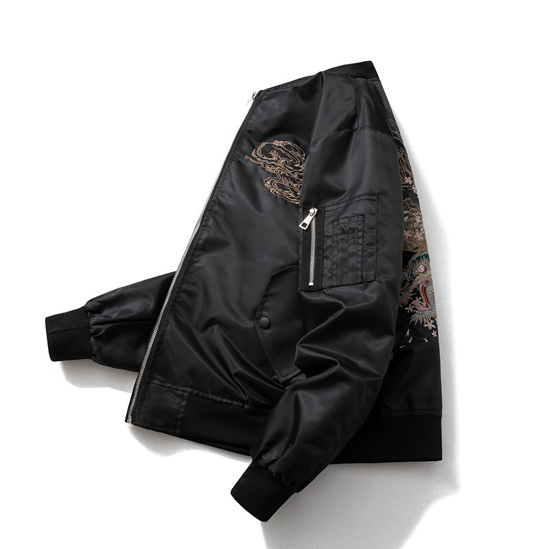 Dragon Embroidered Jacket Flight Suit Baseball Suit