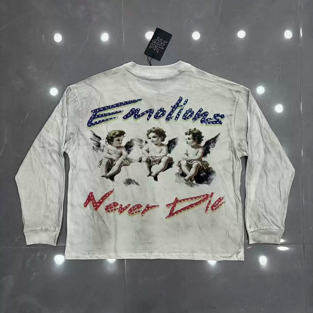 Mixed Emotion White Long Sleeve Tee – Colorful Cupid Art Print