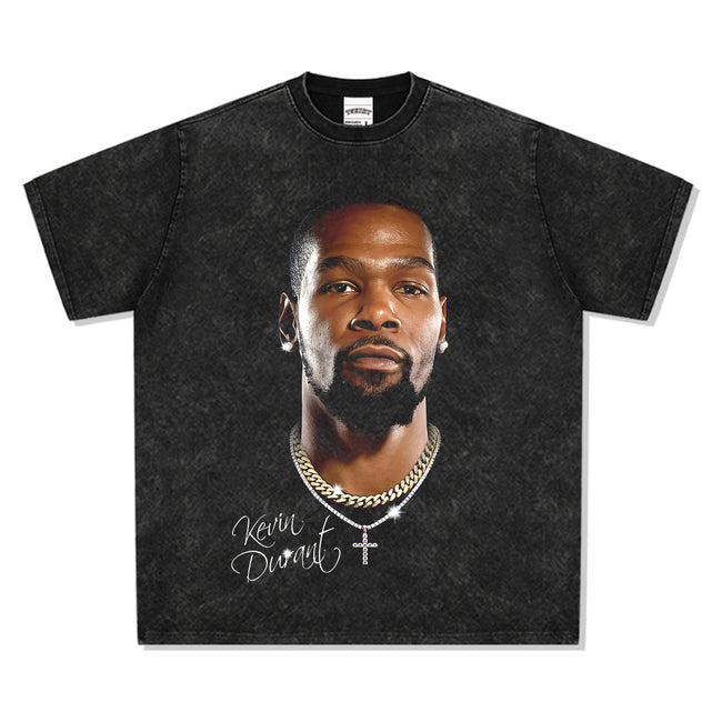 2025 cross-border summer American retro classic portrait BIGFACE spray printed short sleeved pure cotton men's T-shirt (61) Hover Image
