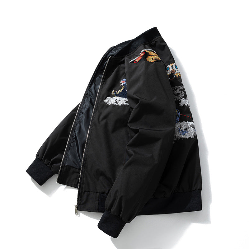 Mens Vintage Jackets Embroidered Jacket Flight Suit