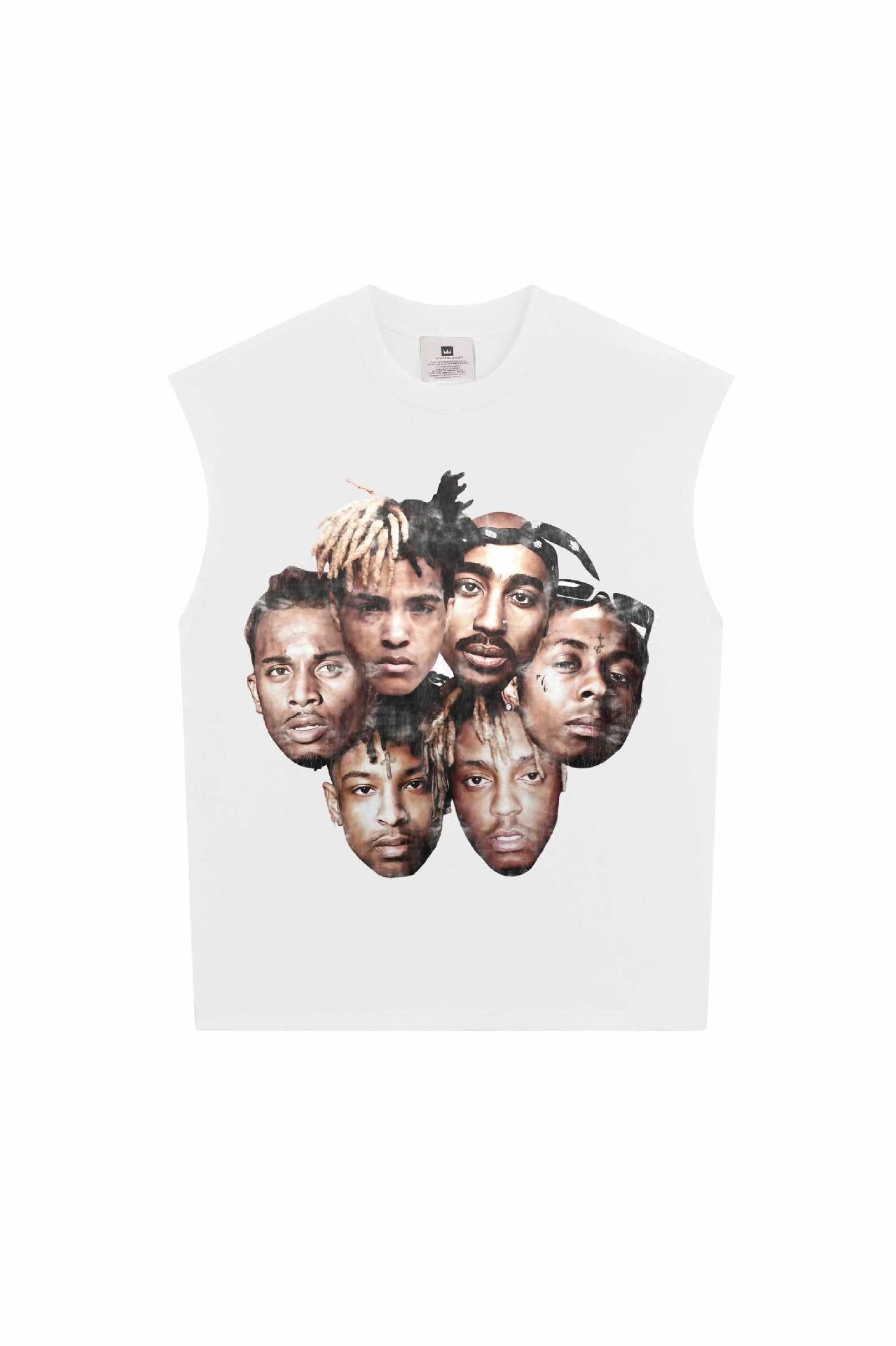 2025 cross-border summer American retro classic portrait BIGFACE spray printed short sleeved pure cotton men's T-shirt (7)