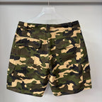 Mixed Emotion Camo Multi‑Patch Cargo Shorts