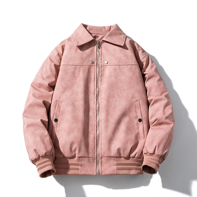 PU Leather Jacket Lapel Padded Cotton Hover Image