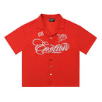 Mixed Emotion Short Sleeve Shirt – White Embroidered Emotion Print