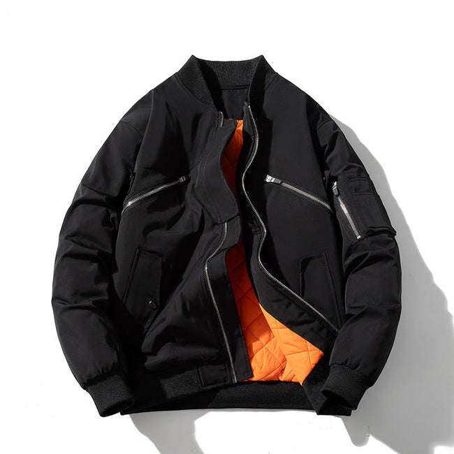 Solid Color Padded Jacket Flight Suit Main Image
