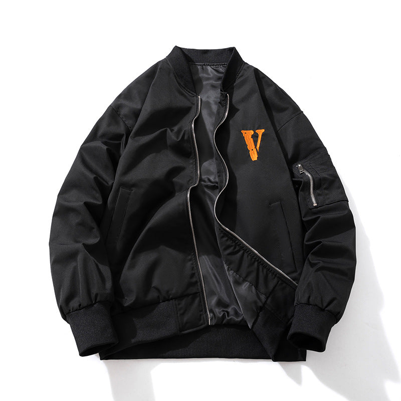 Letter Embroidery Loose Baseball Flight Suit