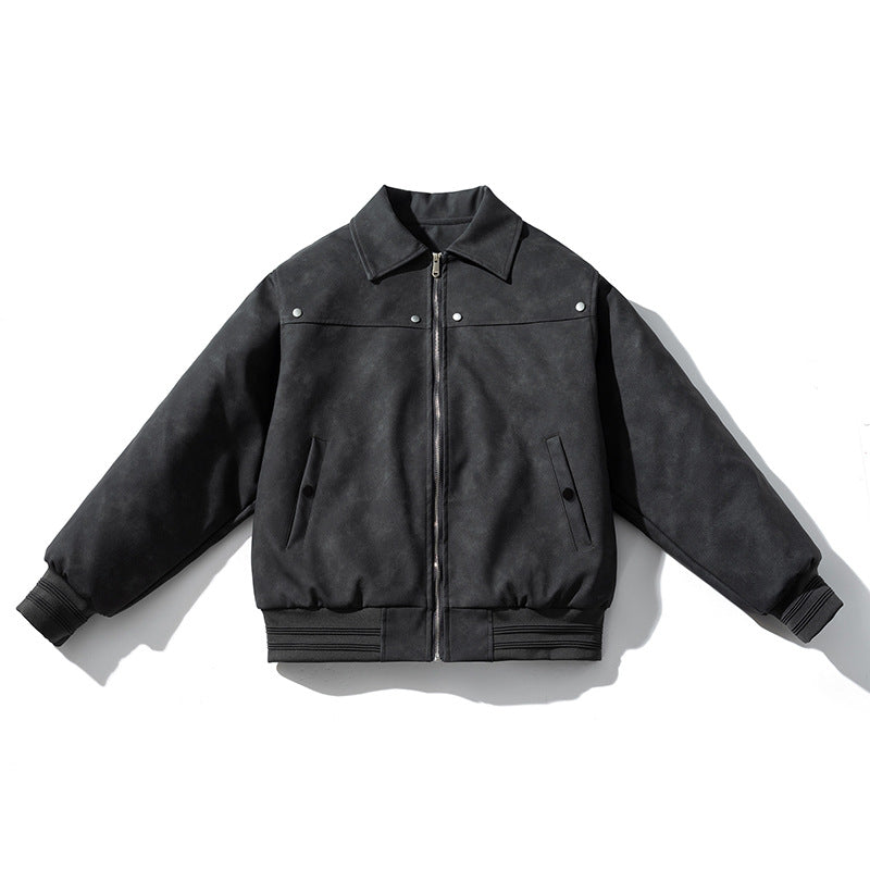 PU Leather Jacket Lapel Padded Cotton
