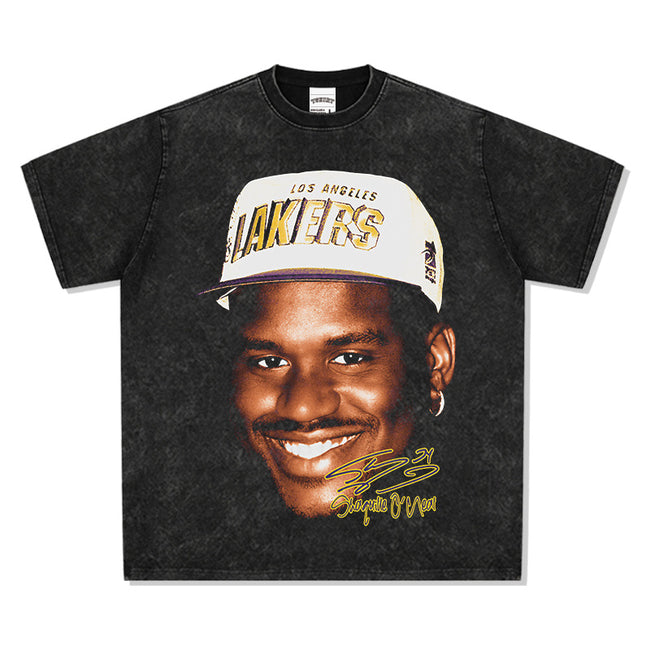 2025 cross-border summer American retro classic portrait BIGFACE spray printed short sleeved pure cotton men's T-shirt (63) Hover Image