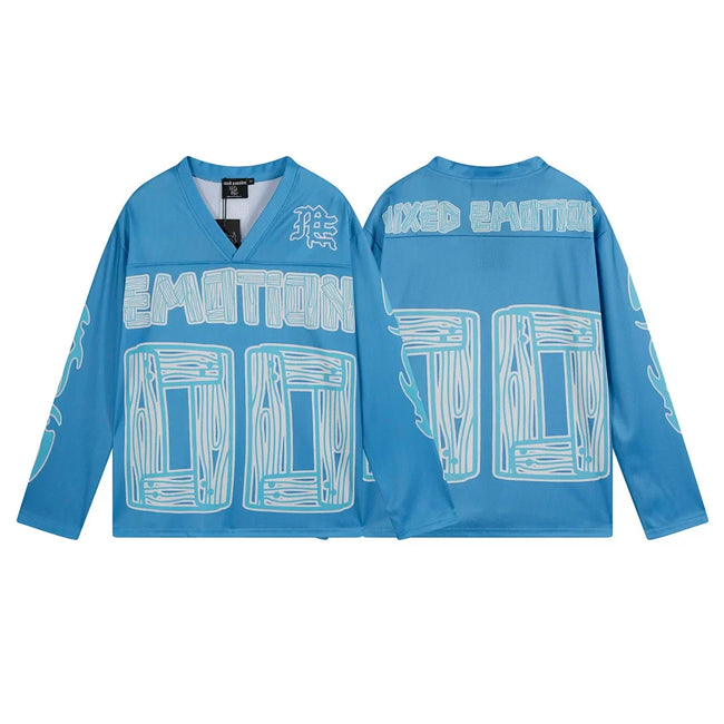 Mixed Emotion 00 Wood Grain Print Long‑Sleeve Hockey Jersey Hover Image