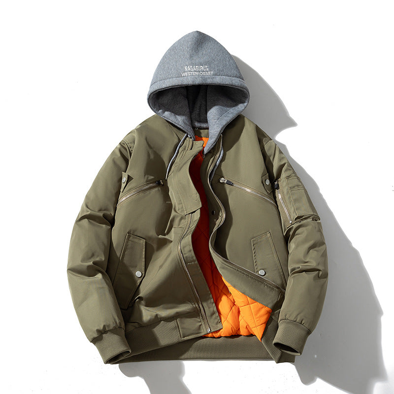 Solid Color Padded Jacket Flight Suit