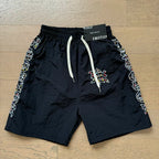 Mixed Emotion Rhinestone Graphic Zip‑Up Shirt & Shorts Set