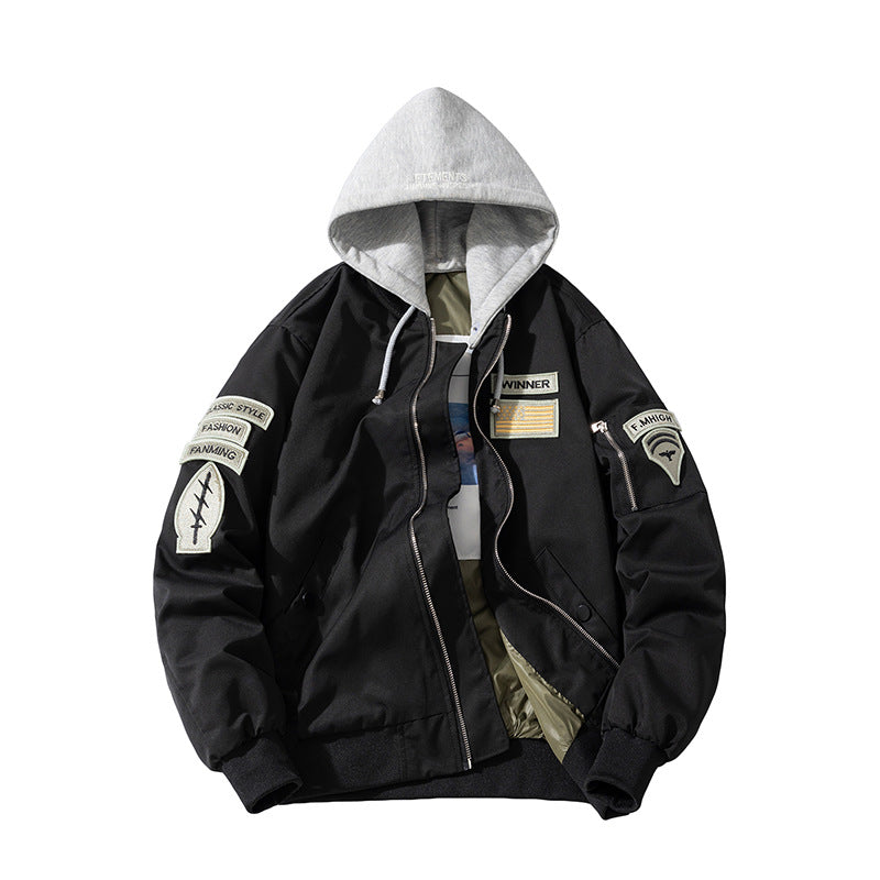 Suit Jacket Vintage Embroidered Baseball Suit Hooded
