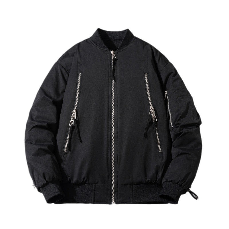 Zip Baseball Collar Thermal Bomber Jacket