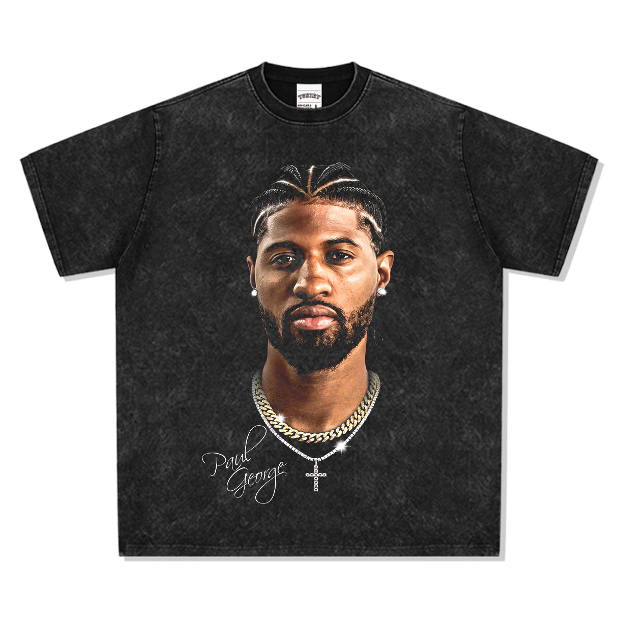 2025 cross-border summer American retro classic portrait BIGFACE spray printed short sleeved pure cotton men's T-shirt (64)