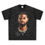 2025 cross-border summer American retro classic portrait BIGFACE spray printed short sleeved pure cotton men's T-shirt (64)