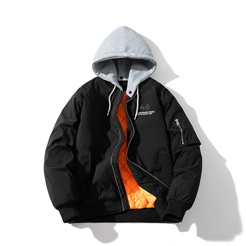 Trend Baseball Jacket Padded Flight Suit Hooded