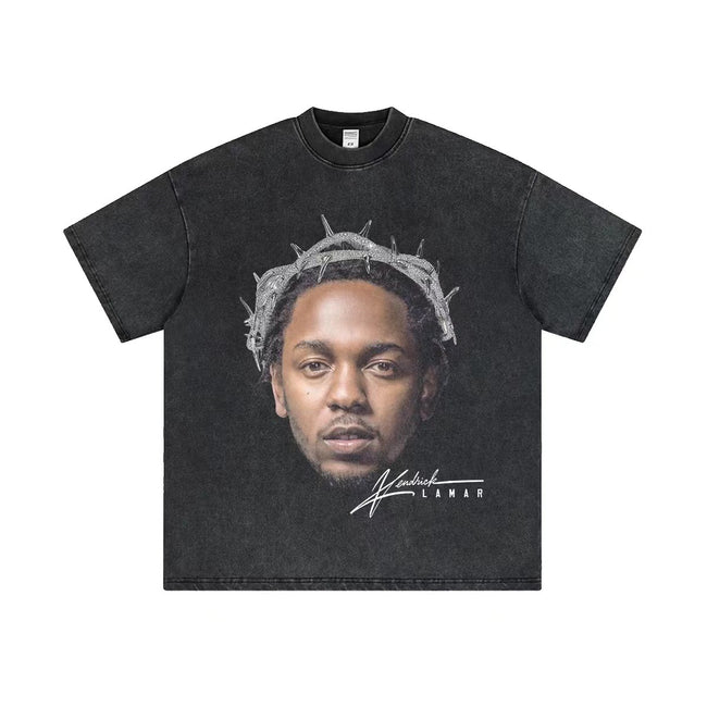 2025 cross-border summer American retro classic portrait BIGFACE spray printed short sleeved pure cotton men's T-shirt (23) Hover Image