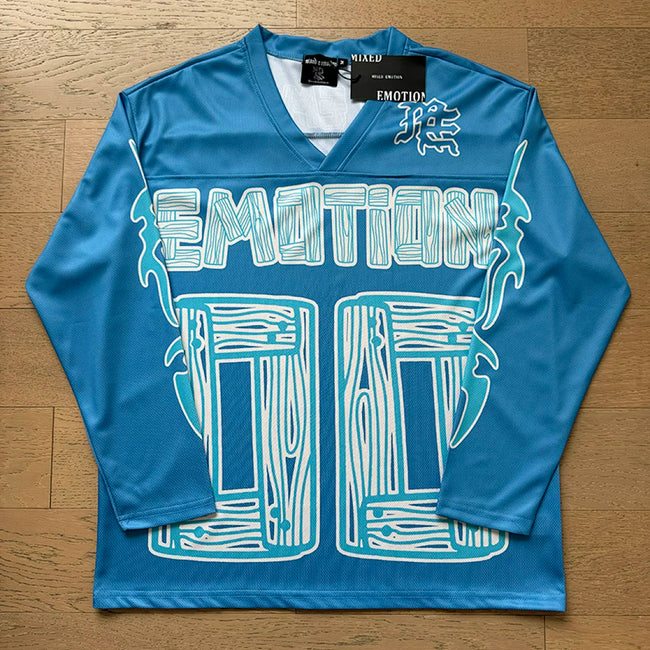 Mixed Emotion 00 Wood Grain Print Long‑Sleeve Hockey Jersey Main Image