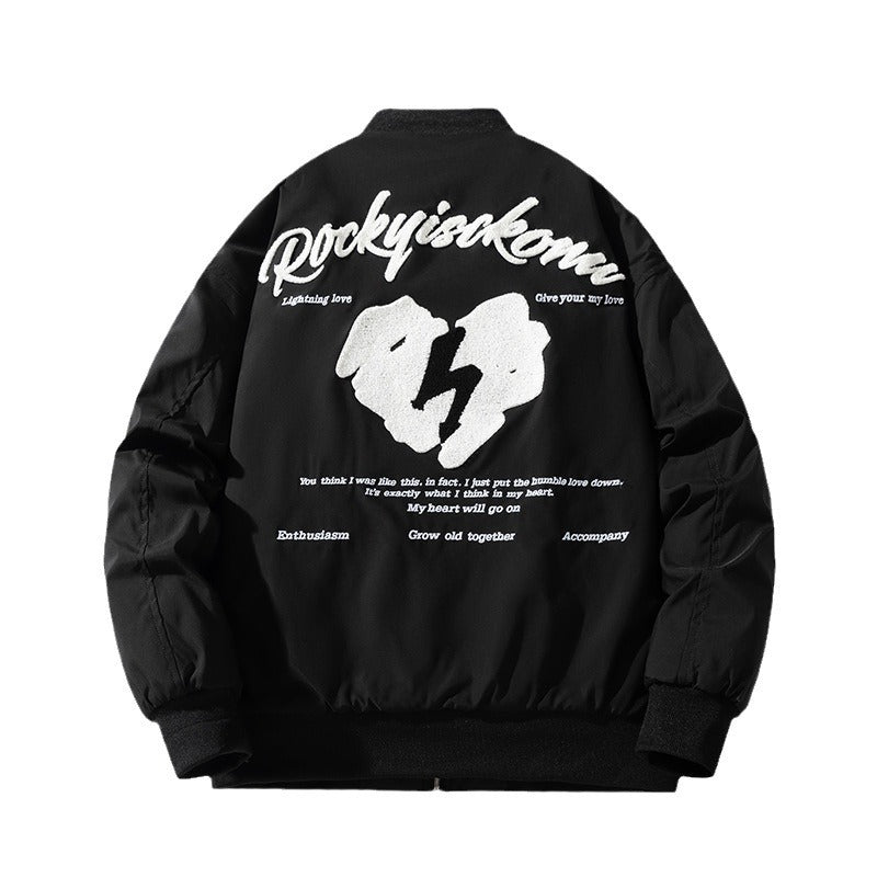 Embroidered baseball jersey hooded jacket