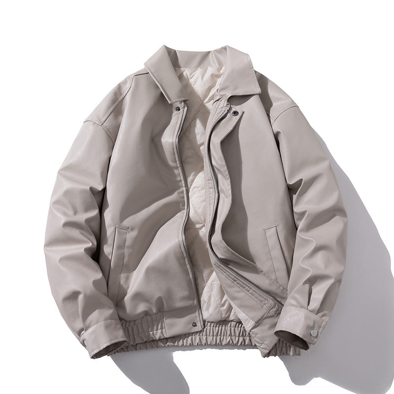 PU Leather Jacket Padded Pilot Bike Leather Jacket