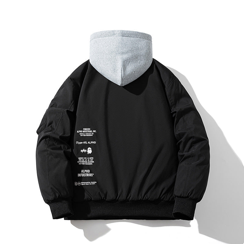 Trend Baseball Jacket Padded Flight Suit Hooded