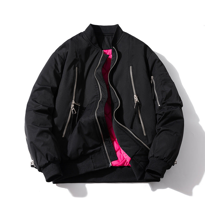 Zip Baseball Collar Thermal Bomber Jacket