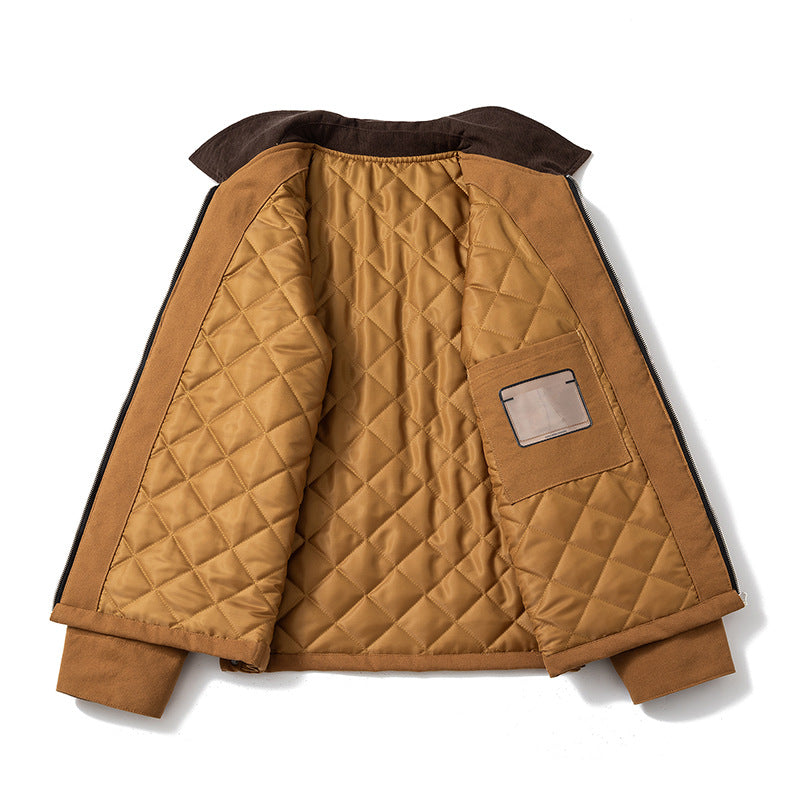 Lapel Jacket Padded Color Matching Cotton Clothing