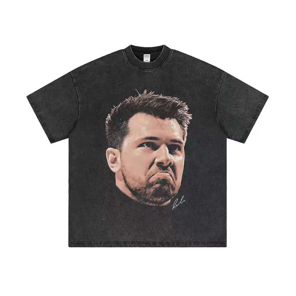 2025 cross-border summer American retro classic portrait BIGFACE spray printed short sleeved pure cotton men's T-shirt (25)