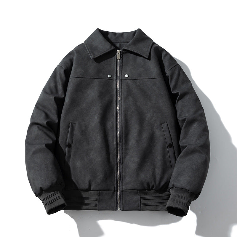 PU Leather Jacket Lapel Padded Cotton