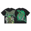 Mixed Emotion Black Tee – Graffiti Green Lizard Biker Print