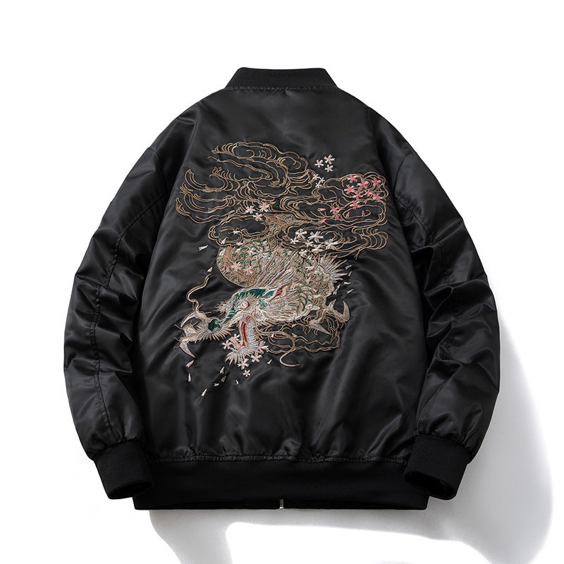 Dragon Embroidered Jacket Flight Suit Baseball Suit