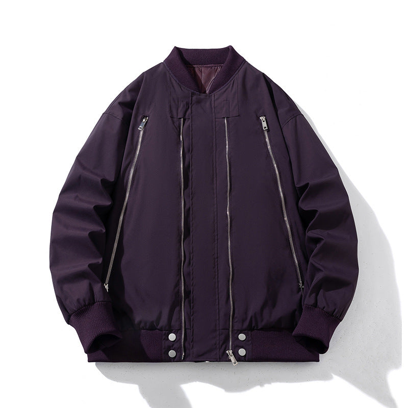 Zipper Baseball Padded Jacket Flight Jacket