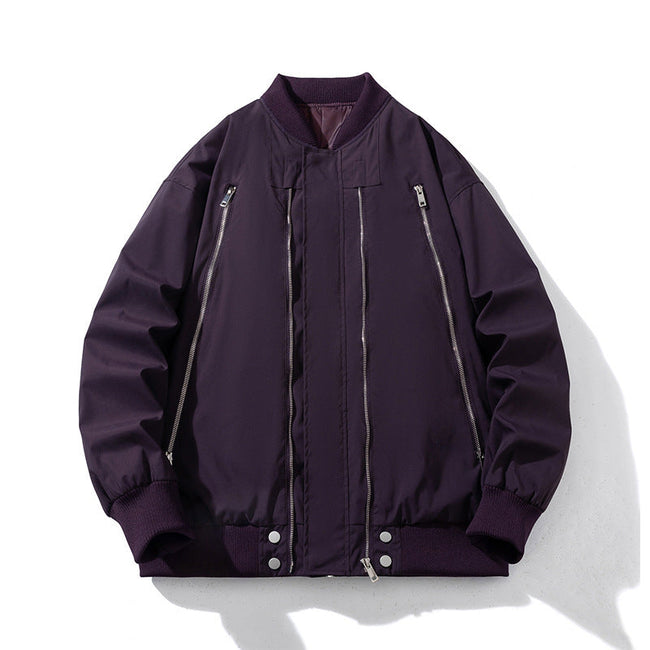 Zipper Baseball Padded Jacket Flight Jacket Hover Image
