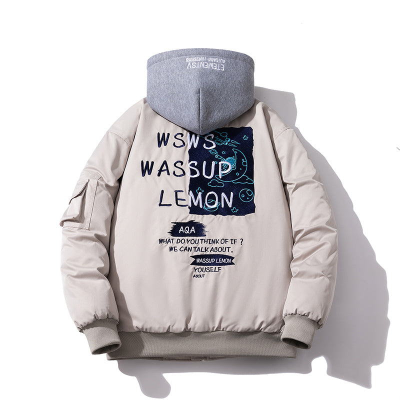 Embroidered Bomber Jacket Padded Baseball