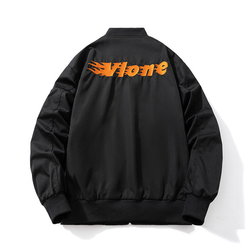 Letter Embroidery Loose Baseball Flight Suit