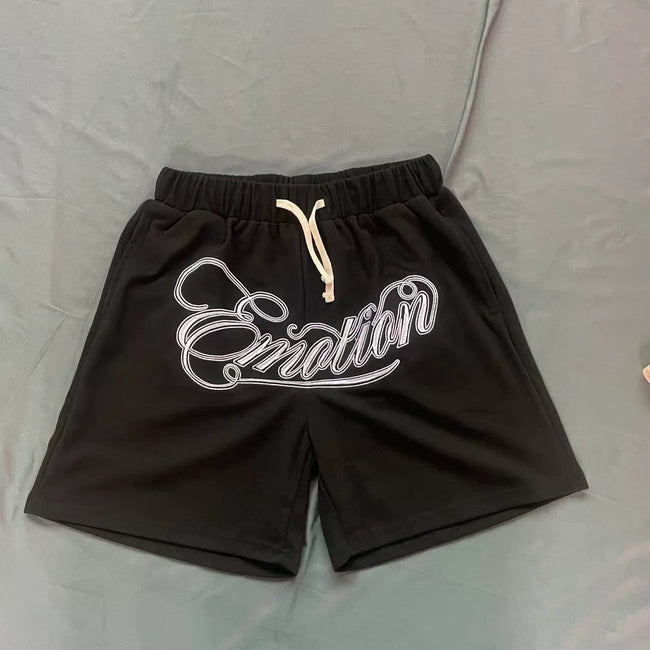 Mixed Emotion Casual Shorts – Script Emotion Print Main Image
