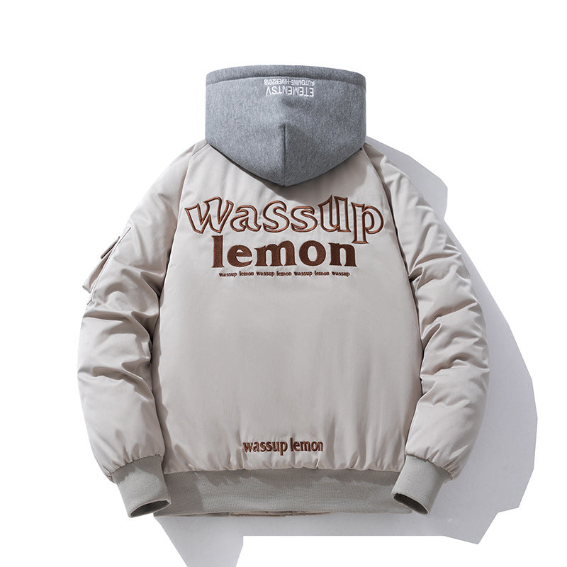 Embroidered Bomber Jacket Hooded